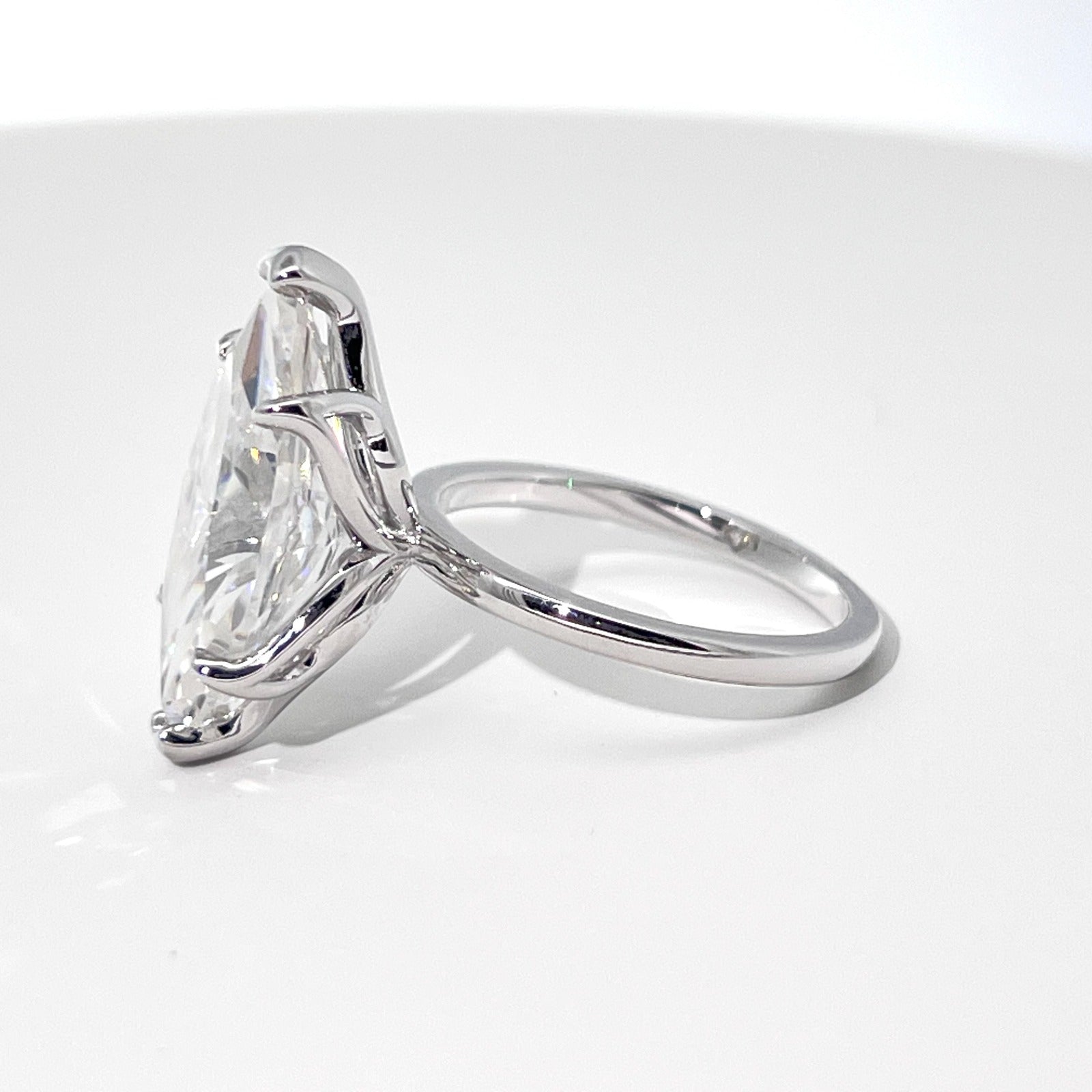 Vespera marquise-cut moissanite ring in silver, side view